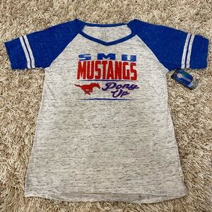 SMU Mustangs light Heather gray/blue women’s fitted large NWT